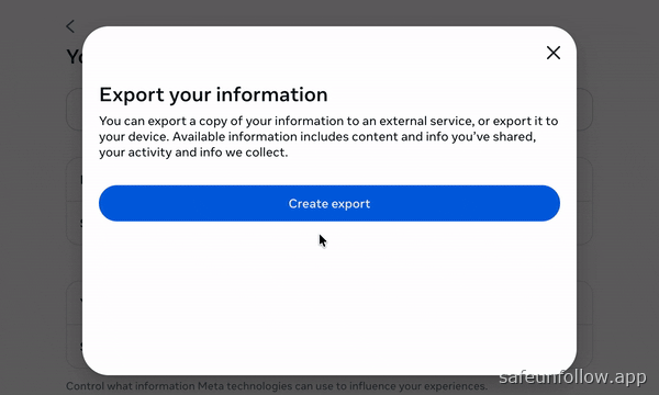 Open Instagram Export Page